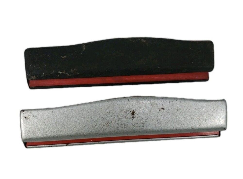 Vintage Clix 3 Hole New England Paper Punch Co Lot of 2 Silver Red Black USA